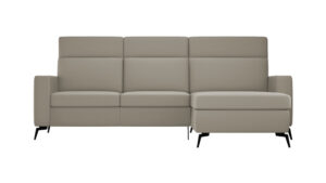 Ecksofa Arima H - 2-Sitzer mit Longchair rechts, Leder, Taupe