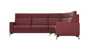 Ecksofa Arima - 2,5-Sitzer mit Ecke rechts, Leder Weinbeere