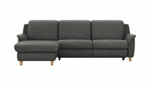 Ecksofa Cornella Classic - 2-Sitzer mit Longchair links inkl. Kopfteil verstellbar und Schlaffunktion, Stoff, Anthrazit