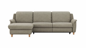 Ecksofa Cornella Classic - 2-Sitzer mit Longchair links inkl. Kopfteil verstellbar und Schlaffunktion, Stoff, Fels