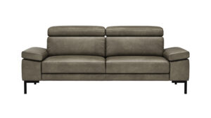Sofa Hudson - 3-Sitzer, inkl. Kopfteil verstellbar, Leder, Braungrün