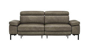 Sofa Hudson - 3-Sitzer, inkl. Relaxfunktion (motorisch) und Kopfteil/Armlehnen verstellbar, Leder, Braungrün