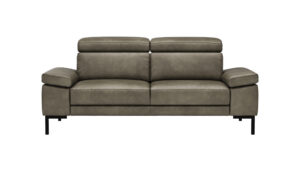 Sofa Hudson - 2,5-Sitzer, inkl. Kopfteil verstellbar, Leder, Braungrün