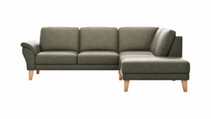 Ecksofa Rockport A - 2,5-Sitzer mit Ecke rechts, Leder, Dunkelgrau