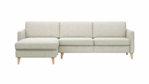 Ecksofa Arima - Longchair links mit 2,5-Sitzer, Stoff, Creme