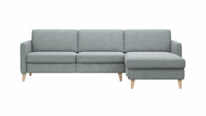 Ecksofa Arima - 2,5-Sitzer, Longchair rechts, Stoff, Hellgrau