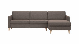 Ecksofa Arima - 2,5-Sitzer, Longchair rechts, Stoff, Taupe