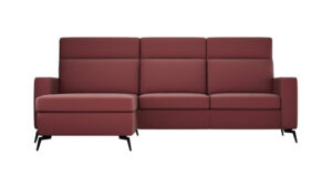 Ecksofa Arima - 2-Sitzer mit Longchair links, Leder, Weinbeere