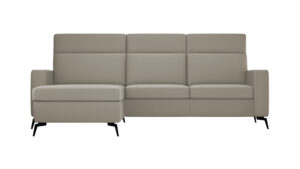Ecksofa Arima H - 2-Sitzer mit Longchair links inkl. Sitzvorzug (motorisch), Leder, Taupe