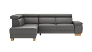 Ecksofa Philadelphia - Ecke links, 2,5-Sitzer, Kopfteil verstellbar (manuell), Sitzvorzug (motorisch),  Leder, Anthrazit