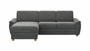 Ecksofa Lakeville - Longchair links mit 2-Sitzer inkl. Schlaffunktion mit Bettkasten, Stoff, Grau