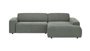 Ecksofa Denver - 2-Sitzer mit Longchair rechts, inkl. Sitzvorzug (motorisch), Stoff, Grau