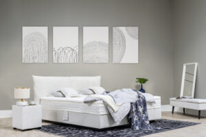 Boxspringbett Hatu - Liegefläche ca. 200x210 cm, Stoff, Creme