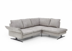 Ecksofa EM Marseille - 2,5-Sitzer mit Ecke rechts,  Rückentiefe verstellbar, Stoff, Grau