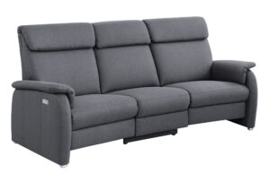 Trapezsofa EM Barcelona - 3-Sitzer, Relaxfunktion (motorisch), Stoff, Anthrazit