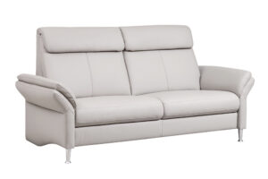 Sofa EM Barcelona - 3-Sitzer inkl. Armlehne verstellbar, Leder, Hellgrau