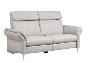 Sofa EM Barcelona - 3-Sitzer inkl. Armlehne verstellbar, Relaxfunktion (motorisch), Leder, Hellgrau