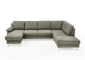 Wohnlandschaft EM Athen - Longchair links mit 2,5-Sitzer und Ecke rechts, Stoff, Olive