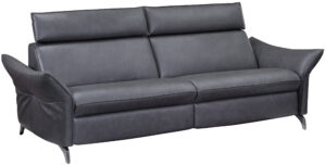 Sofa EM St. Moritz - 3-Sitzer, Relaxfunktion inkl. höhenverstellbarer Kopfstütze, Leder, Kohle