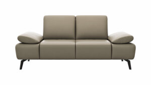Sofa Theodor – 2-Sitzer inkl. Armlehne/Sitztiefe verstellbar, Leder, Mocca