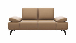 Sofa Theodor – 2-Sitzer inkl. Armlehne/Sitztiefe verstellbar, Leder, Braun