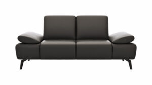 Sofa Theodor – 2-Sitzer inkl. Armlehne/Sitztiefe verstellbar, Leder, Dunkelbraun