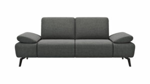 Sofa Theodor – 2,5-Sitzer inkl. Armlehne/Sitztiefe verstellbar, Stoff, Dunkelgrau