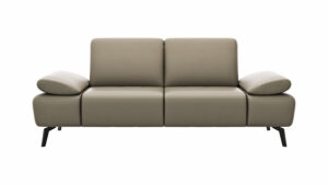 Sofa Theodor – 2,5-Sitzer inkl. Armlehne/Sitztiefe verstellbar, Leder, Mocca
