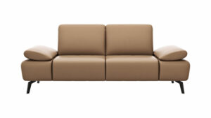 Sofa Theodor – 2,5-Sitzer inkl. Armlehne/Sitztiefe verstellbar, Leder, Braun