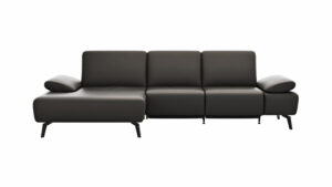 Ecksofa Theodor - Longchair links mit 2,5-Sitzer inkl. Armlehne verstellbar, Sitztiefe verstellbar motorisch, Leder, Dunkelbraun