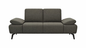 Sofa Theodor – 2-Sitzer inkl. Armlehne/Sitztiefe verstellbar, Stoff, Dunkelbraun