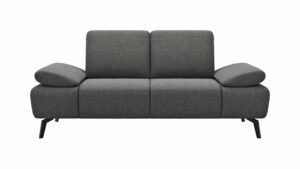 Sofa Theodor – 2-Sitzer inkl. Armlehne/Sitztiefe verstellbar, Stoff, Dunkelgrau
