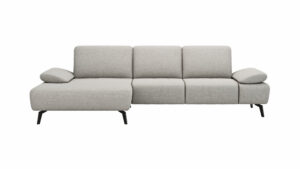 Ecksofa Theodor – Longchair links mit 2,5-Sitzer inkl. Armlehne verstellbar, Sitztiefe verstellbar, Stoff, Beige