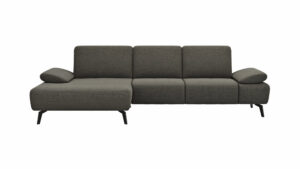 Ecksofa Theodor – Longchair links mit 2,5-Sitzer inkl. Armlehne verstellbar, Sitztiefe verstellbar, Stoff, Dunkelbraun