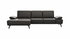 Ecksofa Theodor – Longchair links mit 2,5-Sitzer inkl. Armlehne verstellbar, Sitztiefe verstellbar, Leder, Dunkelbraun