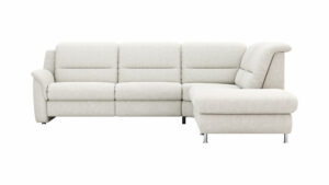 Ecksofa Cornella Classic - 2-Sitzer mit Ecke rechts, Stoff, Creme
