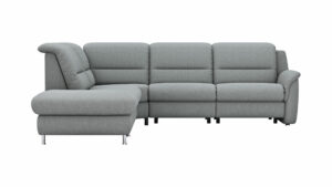 Ecksofa Cornella Classic - 2-Sitzer mit Ecke links inkl. Kopfteil verstellbar (manuell) und Relaxfunktion (motorisch), Stoff, Grau