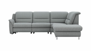 Ecksofa Cornella Classic - 2-Sitzer mit Ecke rechts inkl. Kopfteilverstellung (manuell) und Relaxfunktion (motorisch), Stoff, Creme