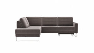Ecksofa Anna - Ecke links mit 2,5-Sitzer, inkl. Relaxfunktion (motorisch), Stoff, Dunkelbraun