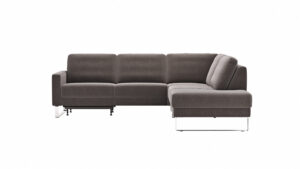 Ecksofa Anna - 2,5-Sitzer mit Ecke rechts, inkl. Relaxfunktion (motorisch), Stoff, Dunkelbraun