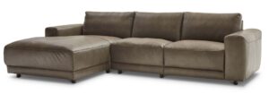 Ecksofa Balok - Longchair groß links mit 2,5-Sitzer, Leder, Braungrün