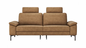 Sofa Anna - 3-Sitzer inkl. Relaxfunktion (motorisch), Kopfstützen, Leder, Cognac