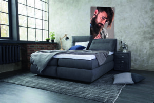 Boxspringbett Edela - Liegefläche 180x200 cm, Stoff, Anthrazit