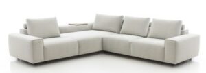 Ecksofa Sorano - Ecke links, 2-Sitzer, inkl. Relaxfunktion und motorischen Sitzvorzug, Stoff, Graubeige