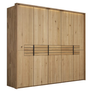 Drehtürenschrank Scottsdale - inkl. Passepartout und Beleuchtung, B ca. 257cm, Wildeiche massiv