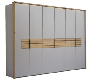 Drehtürenschrank Scottsdale - inkl. Passepartout und Beleuchtung, B ca. 307cm, Lack, Samtgrau