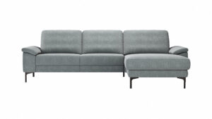 Ecksofa Anna - 2,5-Sitzer mit Longchair rechts, Relaxfunktion/Sitzvorzug motorisch, Stoff, Grau
