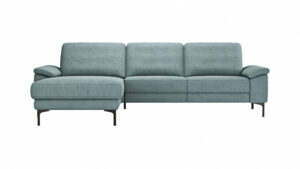 Ecksofa Anna - Longchair links mit 2,5-Sitzer, Relaxfunktion,Sitzvorzug motorisch, Stoff, Aqua