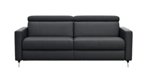 Sofa Paulina - 2,5-Sitzer, Kopfteil verstellbar, Leder, Schwarz