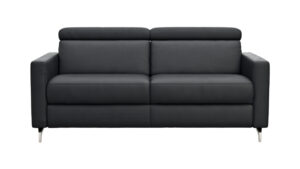 Sofa Paulina - 2-Sitzer, Kopfteil verstellbar, Leder, Schwarz